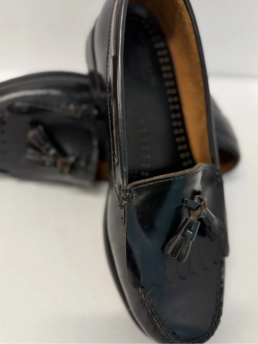 Vintage G.H. Bass Weejuns Logan Penny Loafers Made in USA 9.5 EEE Extra Wide Blk